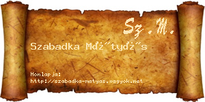 Szabadka Mátyás névjegykártya
