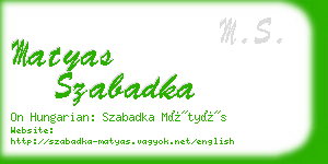 matyas szabadka business card